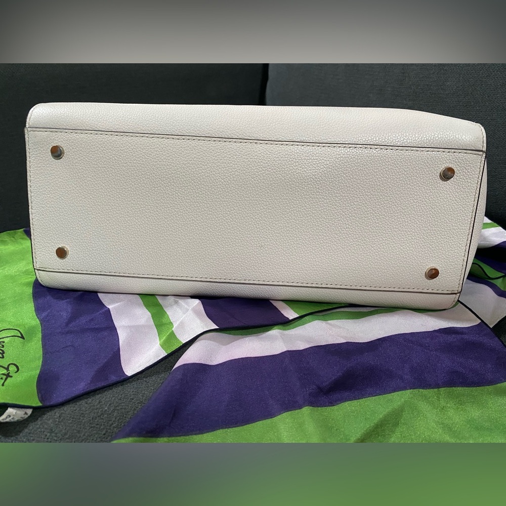 Kate Spade ♠️ Lucia Medium Crossbody Leather Satchel in Parchment (White) - Picture 9 of 17